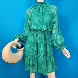 🆕️🍀 ASOS Embroidered Jacquard Mini Dress in Rich Pine Green // *(NWOT)